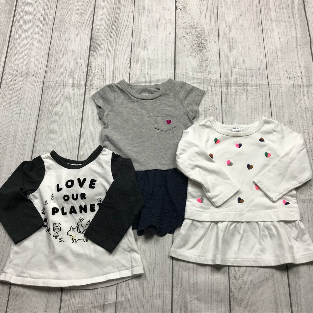 Bundle of 3 Girl Tops Size 12 Mos